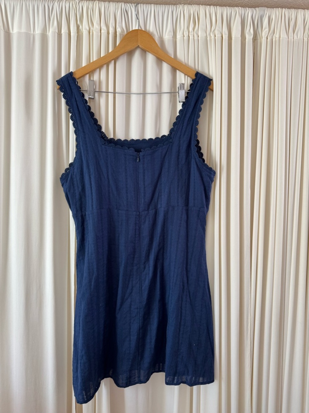 Princess Polly Dasha Mini Dress Navy Scallop Trim Mini Dress Size 12 Spring - Picture 5 of 6